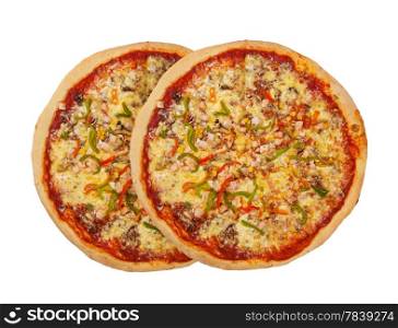 Pizza isolated on a white background. Shot in a studio