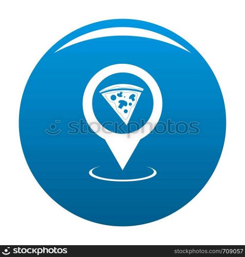 Pizza map pointer icon vector blue circle isolated on white background . Pizza map pointer icon blue vector