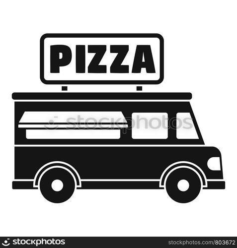 Pizza truck icon. Simple illustration of pizza truck vector icon for web design isolated on white background. Pizza truck icon, simple style