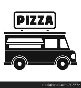 Pizza truck icon. Simple illustration of pizza truck vector icon for web design isolated on white background. Pizza truck icon, simple style