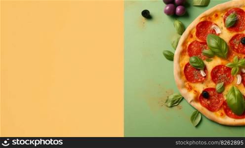 Pizza vivid background. Illustration AI Generative 