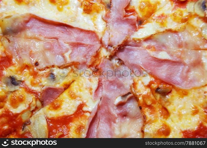 pizza with bacon and mushrooms