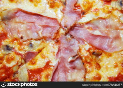 pizza with bacon and mushrooms
