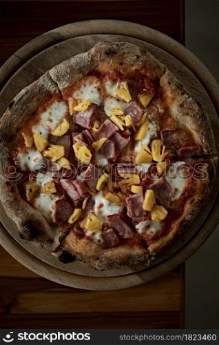 Pizza with bacon and sausage topping.. Pizza with bacon and sausage.