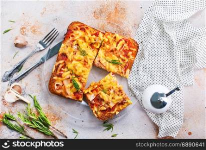 pizza with chicken and tomato,stock photo