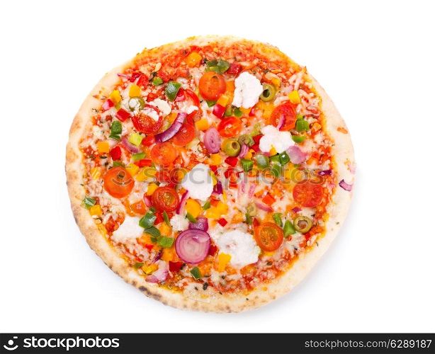 pizza with vegetables on white background