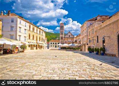 Pjaca square church in Town of Hvar, Dalmatia, Croatia