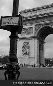 Place Charles de Gaulle street sign in Paris France