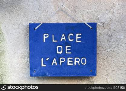 Place de l'apero sign also called aperitif in French