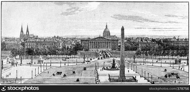 Place de la Concorde, vintage engraved illustration. Paris - Auguste VITU ? 1890.