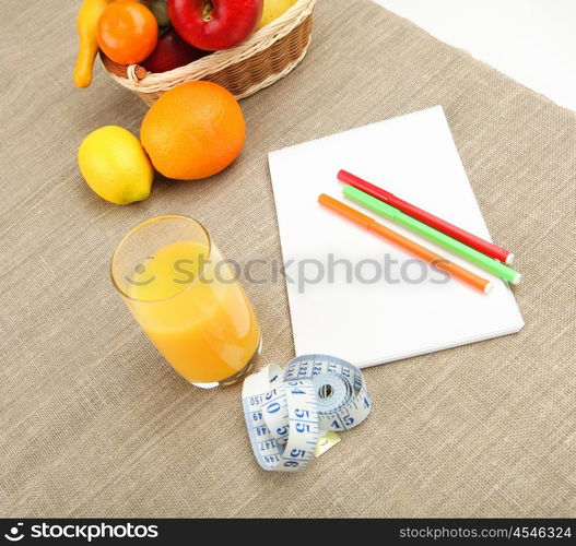 Place for cooking vegetables, vegetables, and a notebook. symbol of a healthy lifestyle.