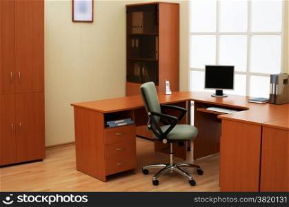 Place of work of the manager at modern office