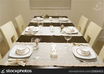 Place setting on a dining table