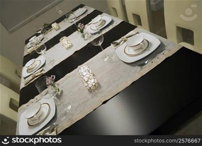 Place setting on a dining table