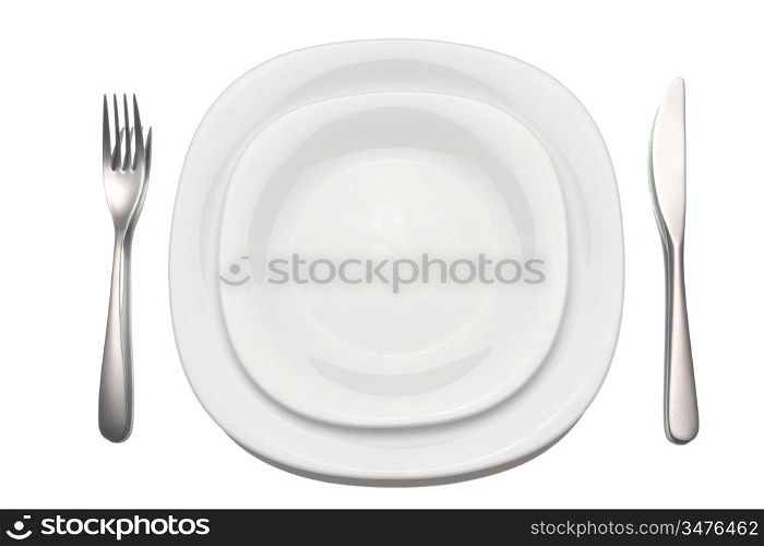 place setting over white background
