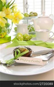 Place setting with place card set for easter