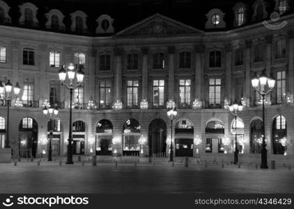 Place Vendome, Paris, by night, with great lights