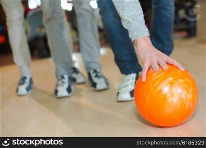 placing a bowling ball