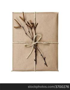 Plain gift with natural decorations