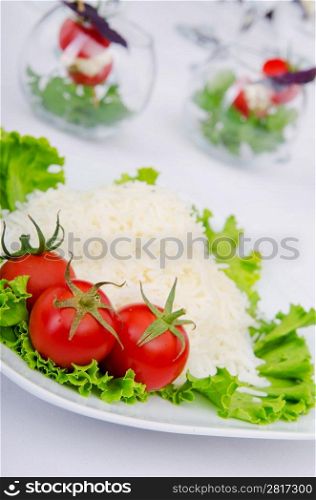 Plain rice served in the plate