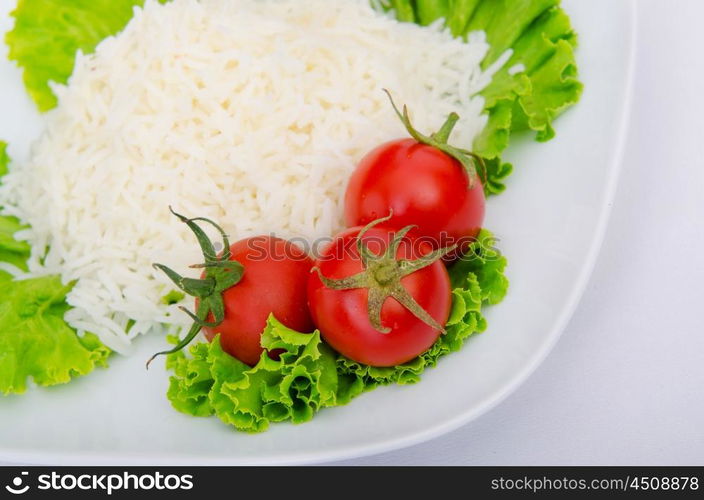 Plain rice served in the plate