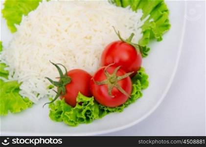 Plain rice served in the plate