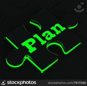 Plan Glowing Puzzle Shows Targets, Goals And Objectives