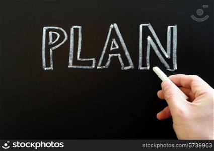 Plan written with chalk on a blackboard