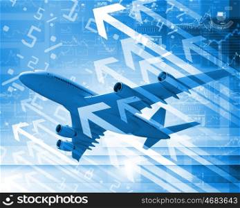 Plane against business background. Image of a plane against business background