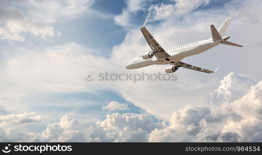 plane flying away in the sky