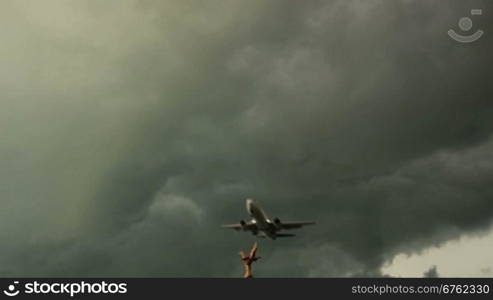 plane in the storm