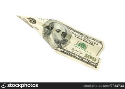 plane of the money on the white background. (isolated)