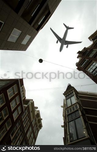 plane over Amsterdam