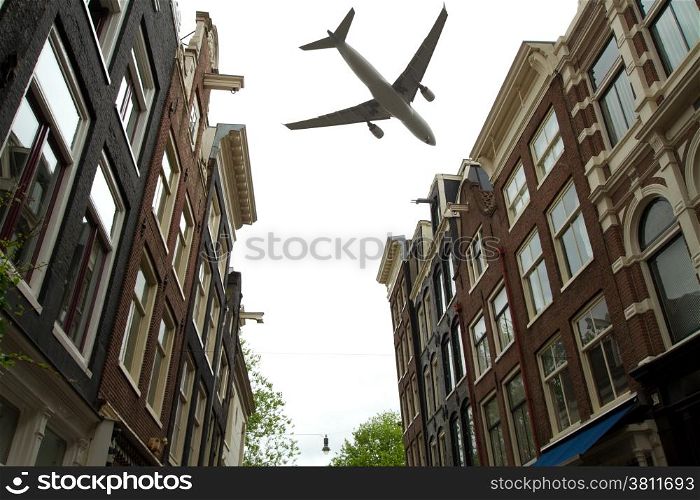 plane over Amsterdam