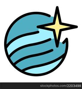 Planet and star icon. Outline planet and star vector icon color flat isolated. Planet and star icon color outline vector