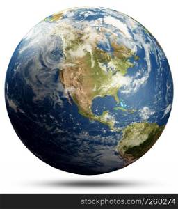 Planet Earth America. Elements of this image furnished by NASA. 3d rendering. Planet Earth America