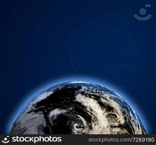 Planet Earth clouds from space. Elements of this image furnished by NASA. 3d rendering. Planet Earth clouds from space