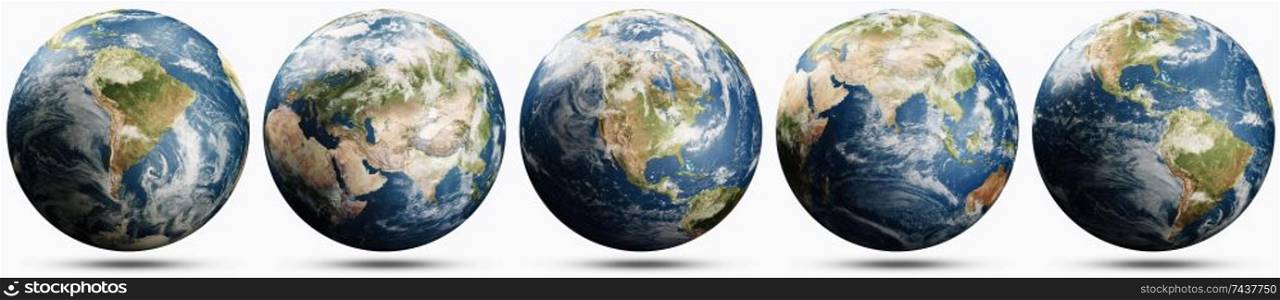 Planet Earth ecology concept set. Elements of this image furnished by NASA. 3d rendering. Planet Earth ecology concept set