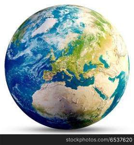 Planet Earth - Europe 3d rendering. Planet Earth - Europe. Elements of this image furnished by NASA. 3d rendering. Planet Earth - Europe 3d rendering