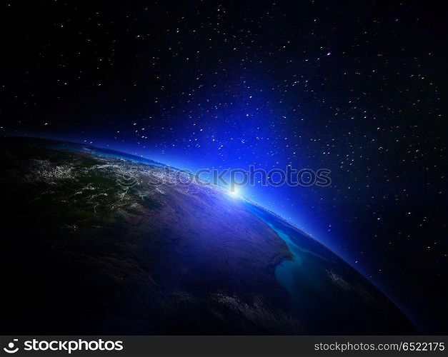 Planet Earth from space 3d rendering. Planet Earth from space. Elements of this image furnished by NASA 3d rendering. Planet Earth from space 3d rendering