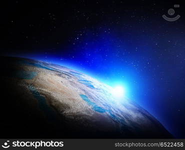 Planet Earth from space 3d rendering. Planet Earth from space. Elements of this image furnished by NASA 3d rendering. Planet Earth from space 3d rendering