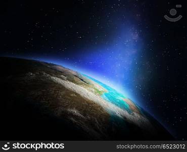 Planet Earth from space 3d rendering. Planet Earth from space. Elements of this image furnished by NASA 3d rendering. Planet Earth from space 3d rendering