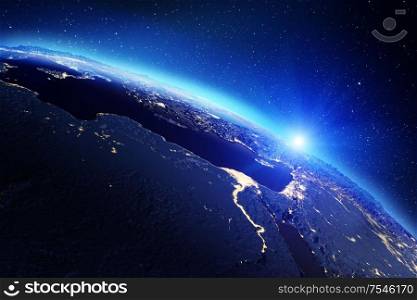 Planet Earth from space. Elements of this image furnished by NASA. 3d rendering. Planet Earth from space. 3d rendering