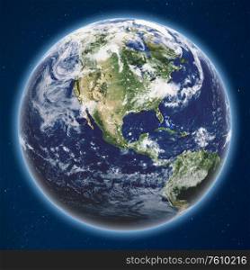 Planet Earth from space. Elements of this image furnished by NASA. 3d rendering. Planet Earth from space