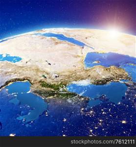 Planet Earth from space. Elements of this image furnished by NASA. 3d rendering. Planet Earth from space