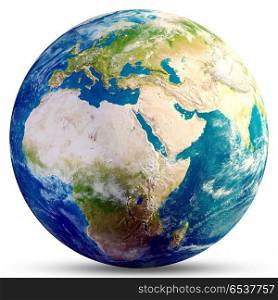Planet Earth globe 3d rendering. Planet Earth globe. Elements of this image furnished by NASA. 3d rendering. Planet Earth globe 3d rendering