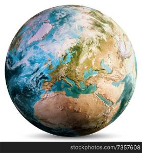 Planet Earth globe. Elements of this image furnished by NASA. 3d rendering. Planet Earth globe