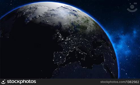 Planet Earth, Globe in space in nebula clouds. Elements of this image are furnished by NASA
