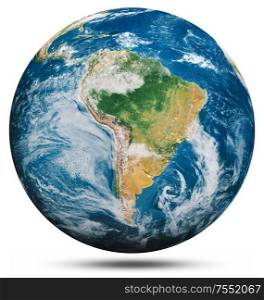 Planet Earth globe isolated. Elements of this image furnished by NASA. 3d rendering. Planet Earth globe isolated