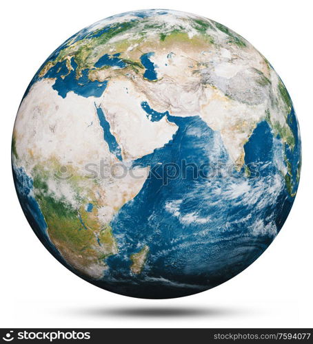 Planet Earth globe isolated. Elements of this image furnished by NASA. 3d rendering. Planet Earth globe isolated